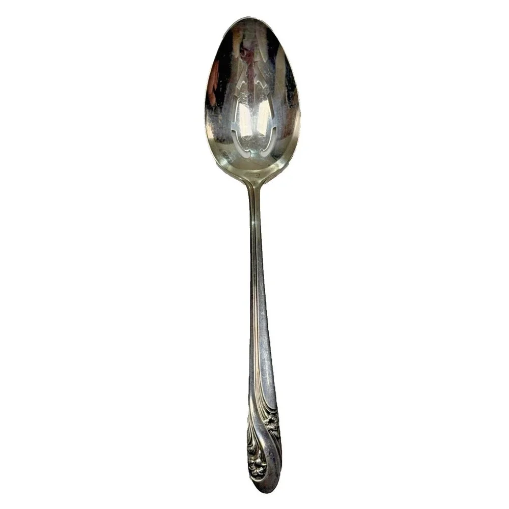 Holmes & Edwards IS‎ Romance Slotted Serving Spoon Vintage Silverplate USA Made